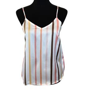 New ~ HALOGEN ~ Striped V neck Spaghetti Strap Top Size XS